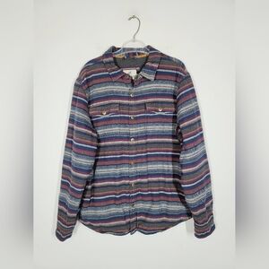 Legendary Whitetails Men's Striped Blue and Red Shirt, Size Large